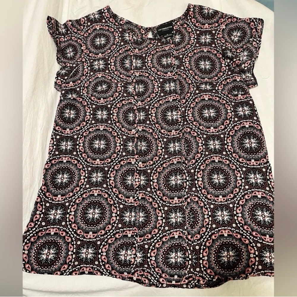 Liz Claiborne Black and Pink Patterned Blouse - Picture 2 of 6